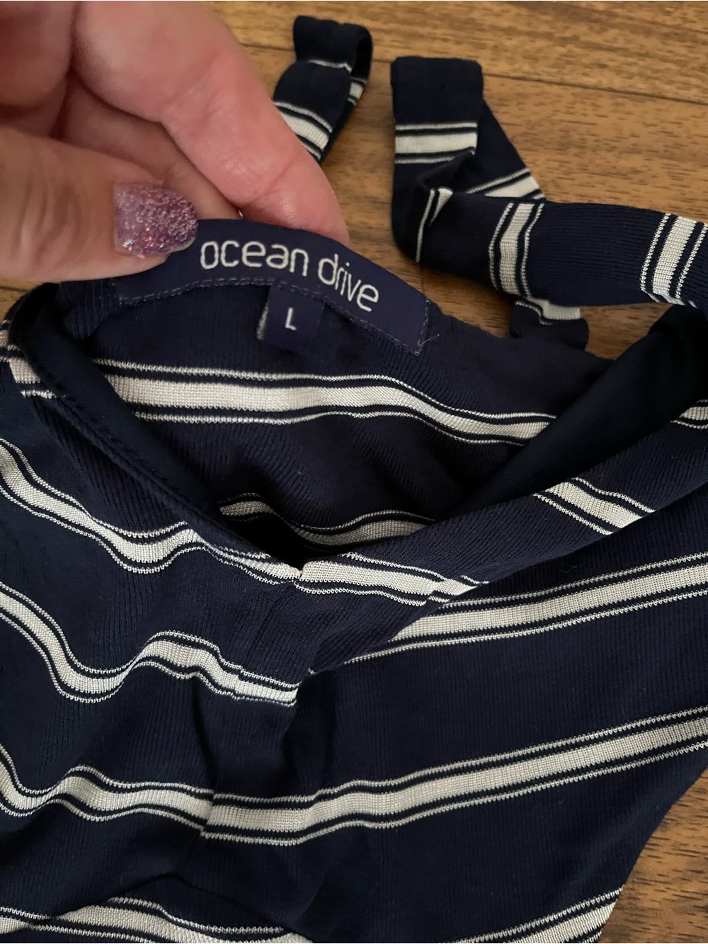 Ocean Drive Navy Striped Cutout Maxi Dress Size Large - Picture 7 of 7